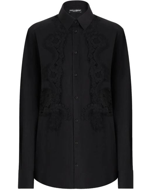 Dolce & Gabbana レースインサート シャツ ブラック | Lyst