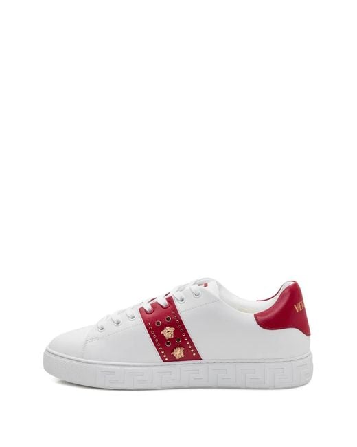 Versace Pink Studded Greca Sneakers for men