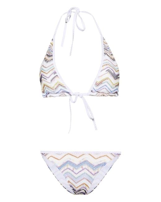 Set bikini a triangolo con motivo zigzag di Missoni in White