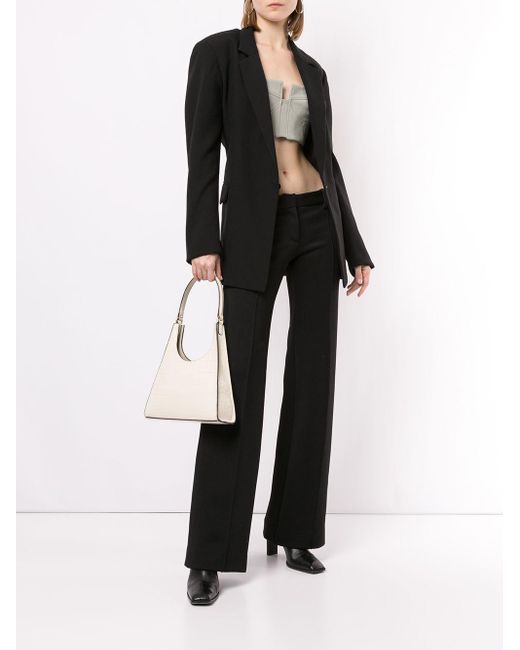 low waist black trousers