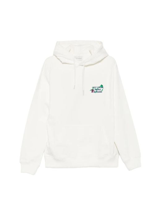 Drole de Monsieur White Vine-Embroidered Hoodie for men