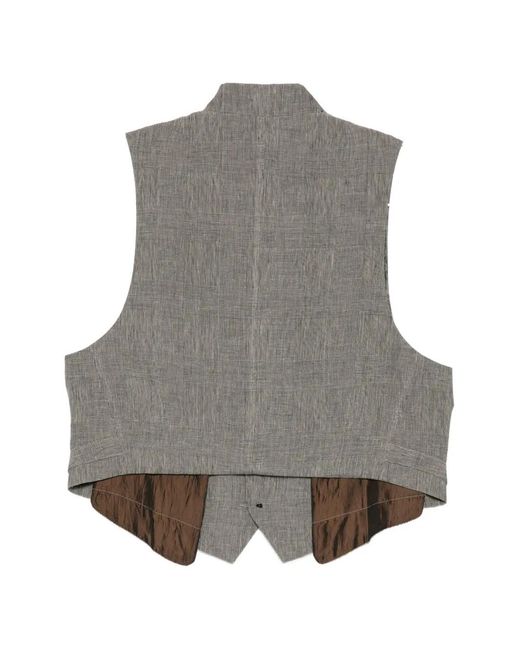 Ziggy Chen Gray Checked Waistcoat for men