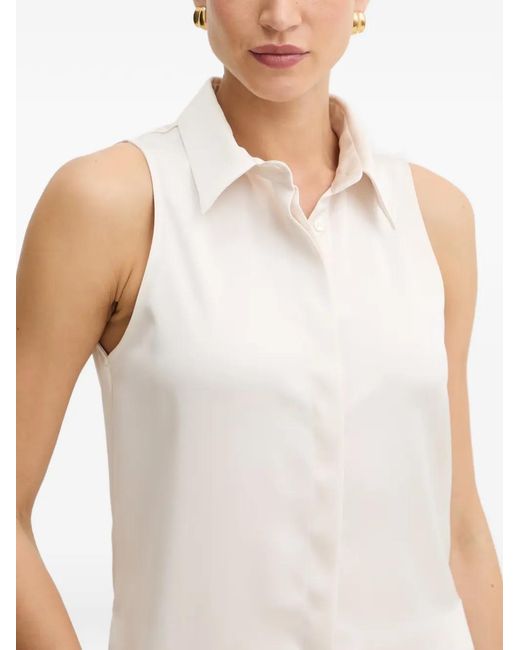 SIMONA CORSELLINI White Pussy-Bow Sleeveless Blouse