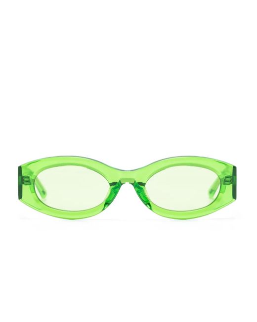Linda Farrow Green Berta Oval Sunglasses