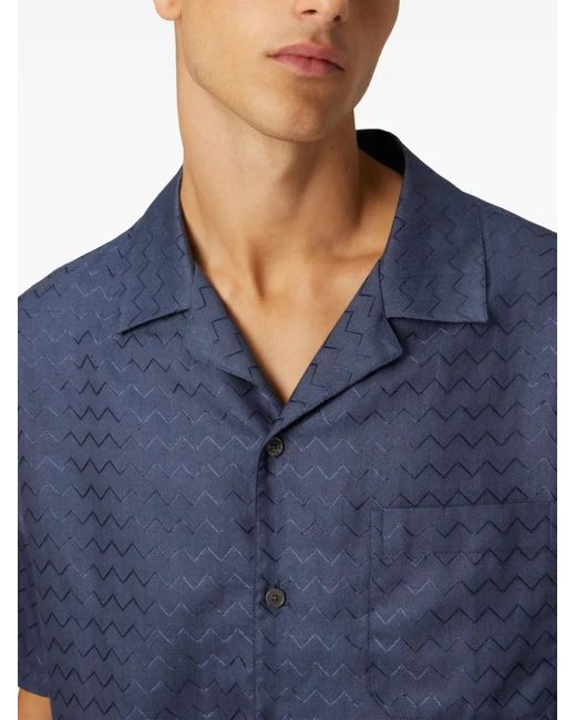 Missoni Blue Zigzag-Jacquard Shirt for men