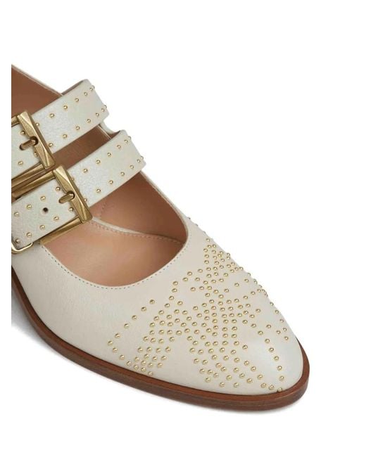 Chloé White Susan Buckle Embellished Pumps