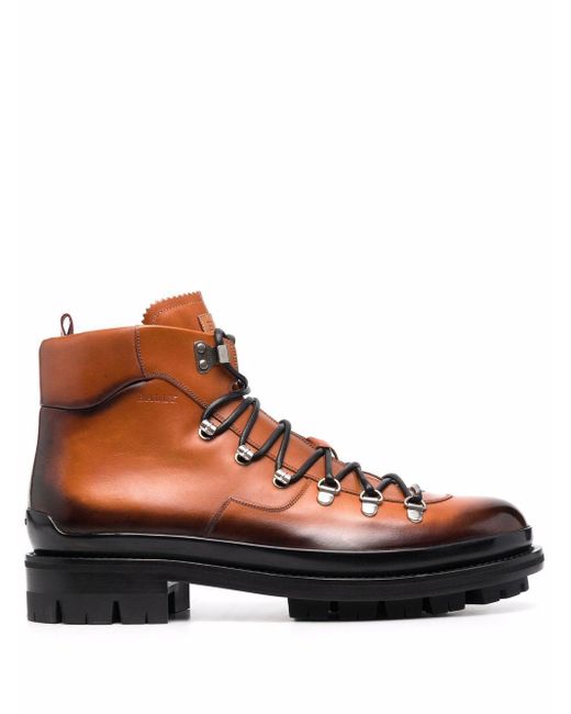 Bally Lace-up Leather Boots in Brown for Men - Lyst