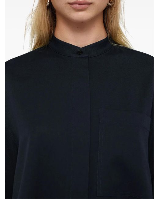 Jil Sander Blue Collarless Button-Front Shirt