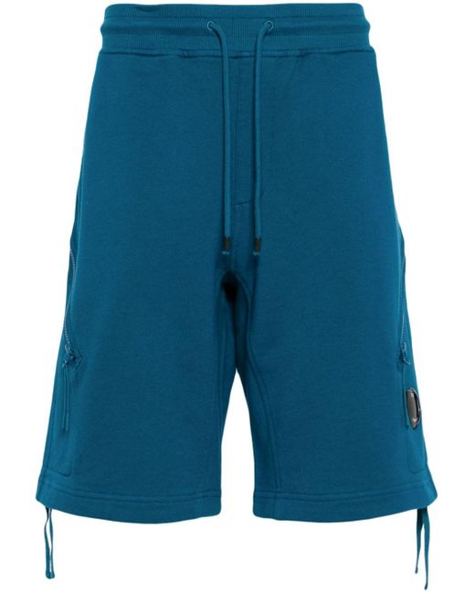 C P Company Blue Lens-detail Cotton Shorts for men
