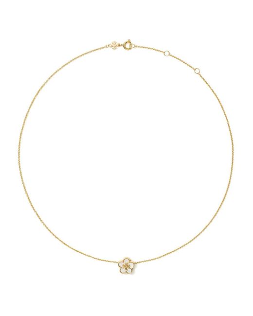 Tory Burch Kira Flower Mother of pearl Necklace in White Lyst