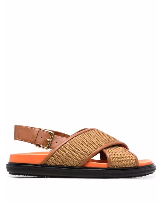 Marni Fussbett Raffia Sandalen in het Brown