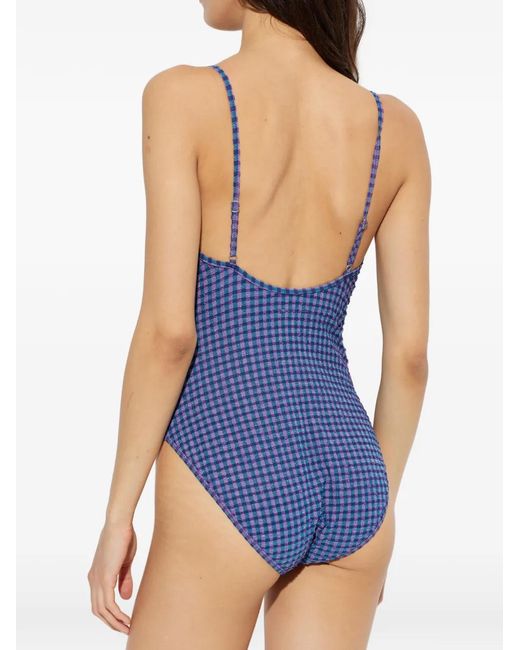 The Upside Blue Gingham-Pattern One-Piece