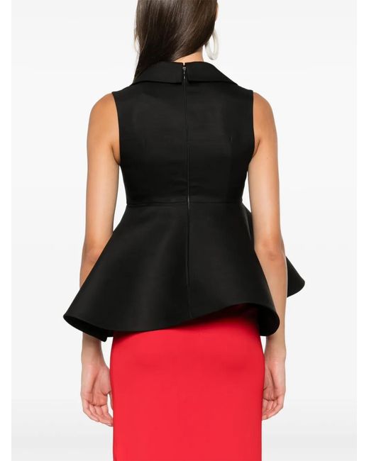 Jacquemus Black Peplum Wool-Silk Sleeveless Top