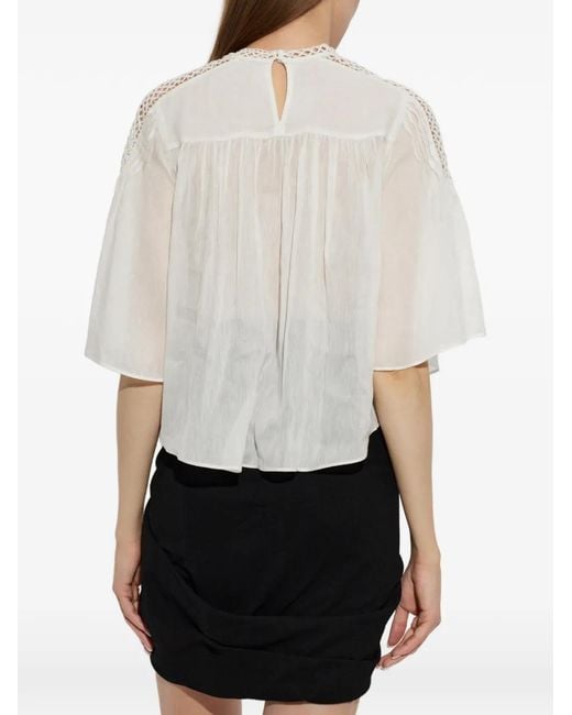 Isabel Marant White Crochet-Knit Pintuck Top