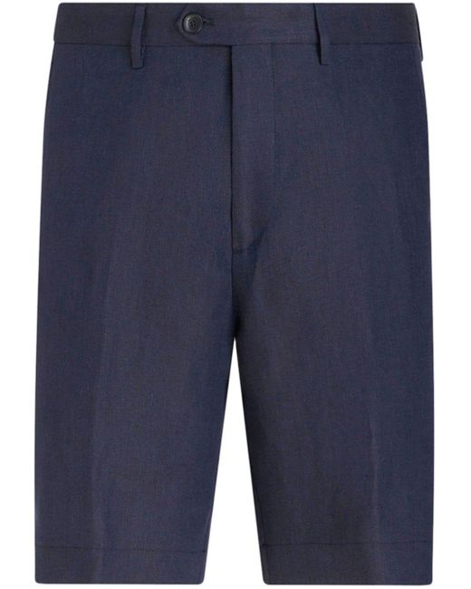 Etro Blue Bermuda Shorts With Pleats for men