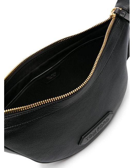 Tom Ford Black Crescent Leather Shoulder Bag for men