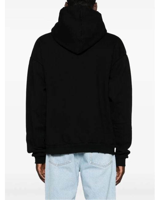 Members of The Rage Black Logo-Patch Distressed Hoodie for men