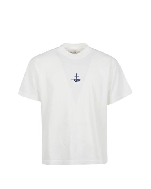 ALBERTO BRESCI White Embroidered Cotton T-Shirt