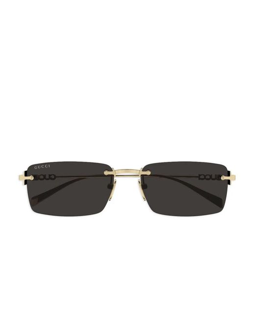 Gucci Black Gg1941S Logo Rectangle-Frame Sunglasses for men