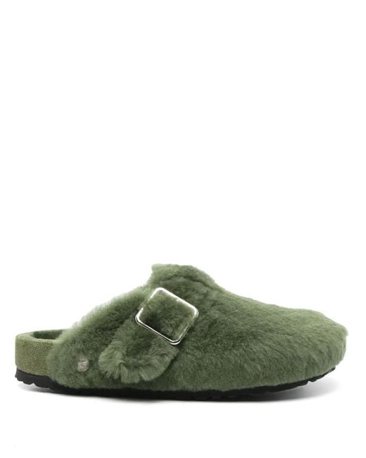 Birkenstock Green Boston 1774 Shearling Slippers for men
