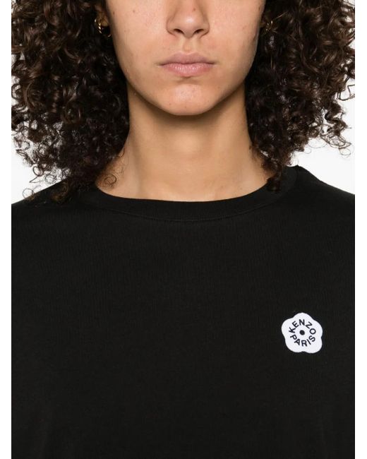 KENZO Black Flower-Embellished Long-Sleeve Top