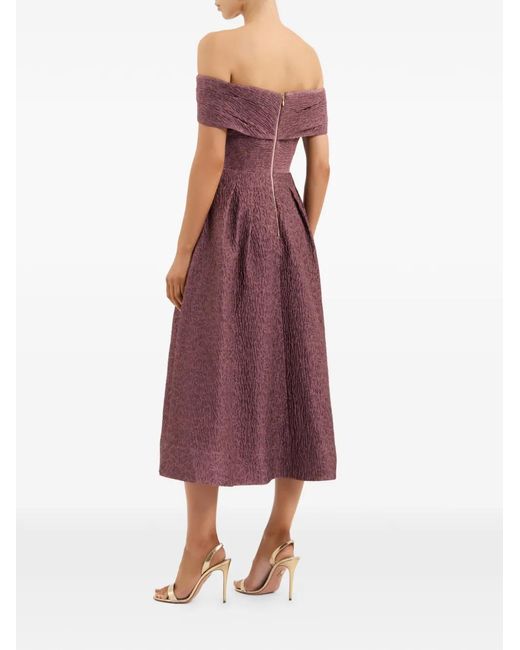 Rebecca Vallance Purple Adalin Off-Shoulder Midi Dress