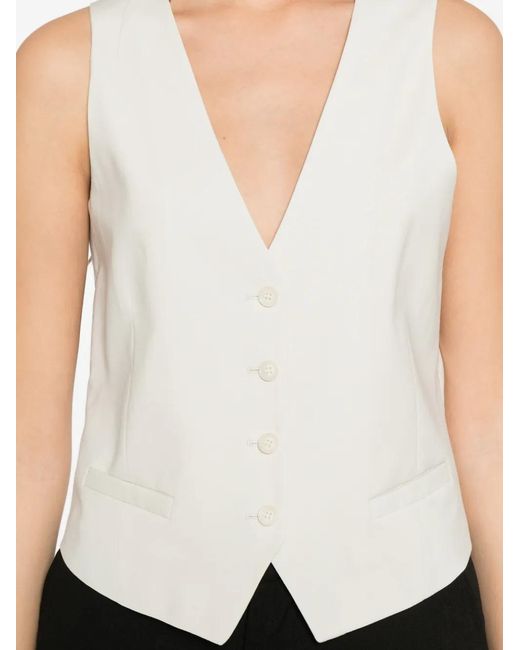 Manuel Ritz White V-Neck Button-Up Waistcoat