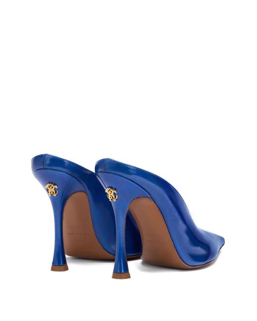 Roberto Cavalli Blue Sleek Pointed-Toe Mules