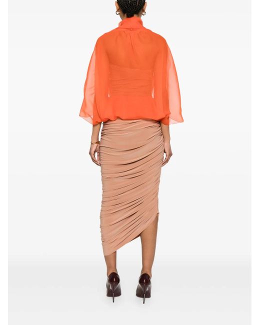 Alberta Ferretti Orange Veste En Soie