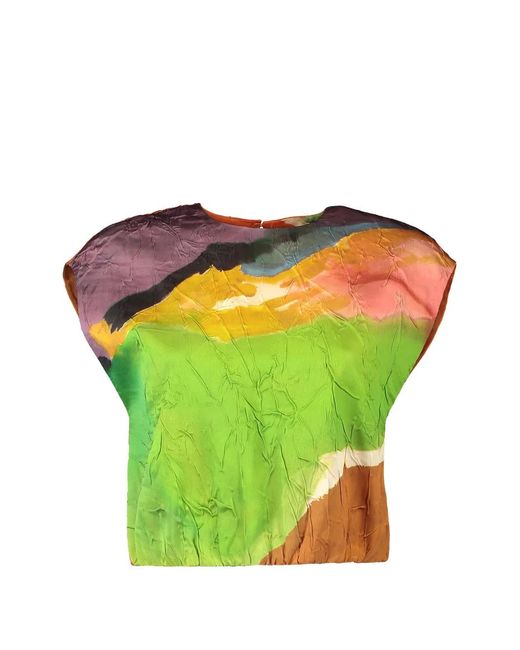 Ulla Johnson Green Gisella Crop Top