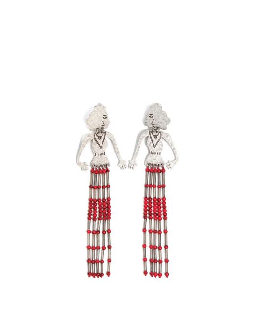 Bimba Y Lola White Silhouette Beaded Earrings