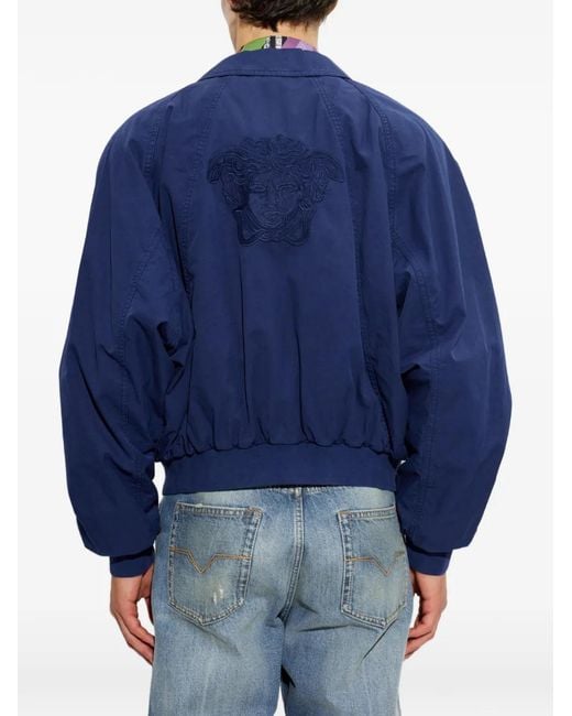 Versace Blue Medusa Embroidered Jacket for men