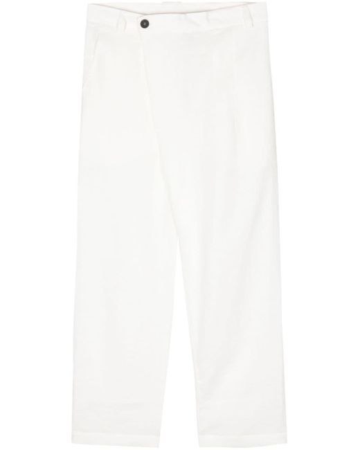 Isabel Benenato White Straight-leg Linen Trousers for men