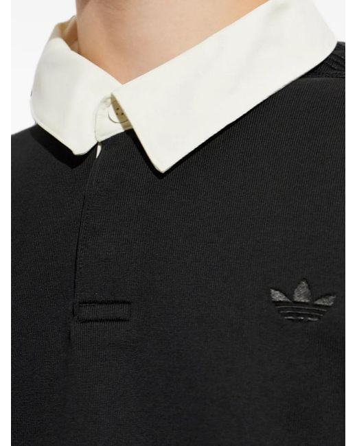 Adidas Black Logo-Embroidered Polo Shirt for men