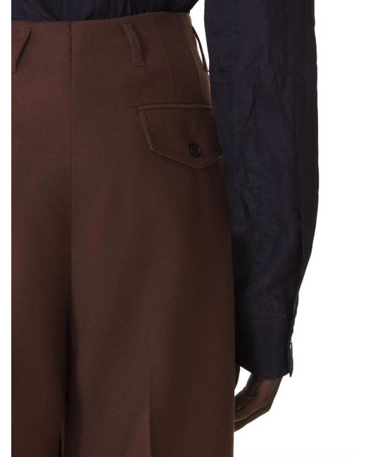 Lanvin Brown Pleated-Front Trousers for men