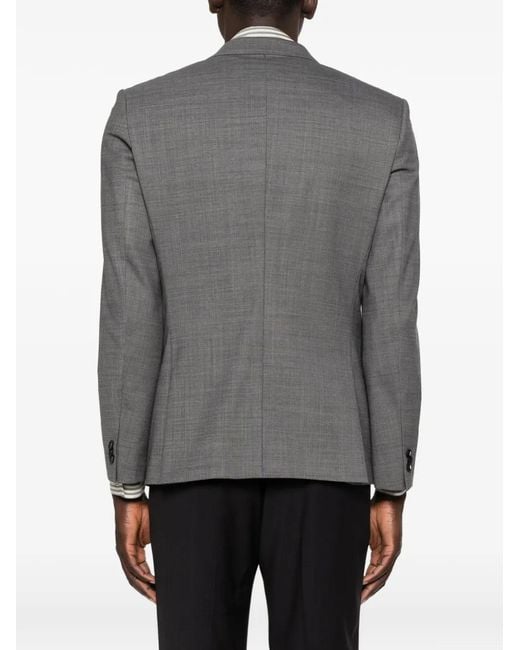 Boss Gray Single-Breasted Notched-Lapels Jacket for men