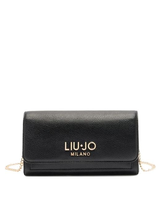 Liu Jo Black Logo-Plaque Chain Clutch