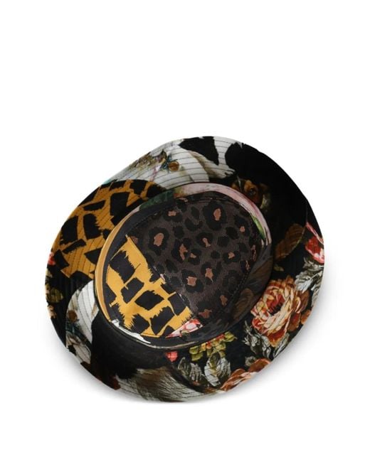 Dolce & Gabbana Black Patchwork Wide-Brim Fedora