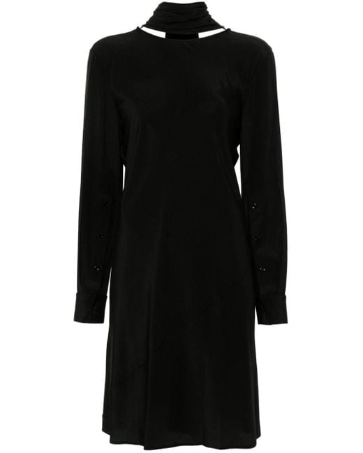 Helmut Lang Black V-neck Silk Mini Dress