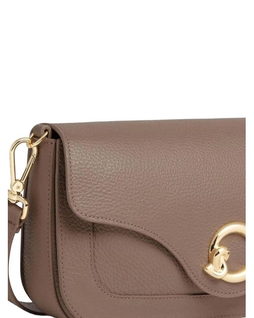 Coccinelle Brown Logo Hardware Shoulder Bag