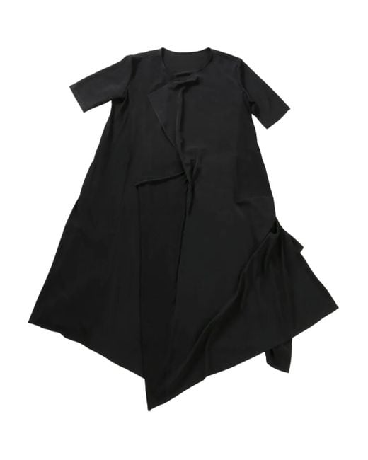 Yohji Yamamoto Black Asymmetric Midi Dress