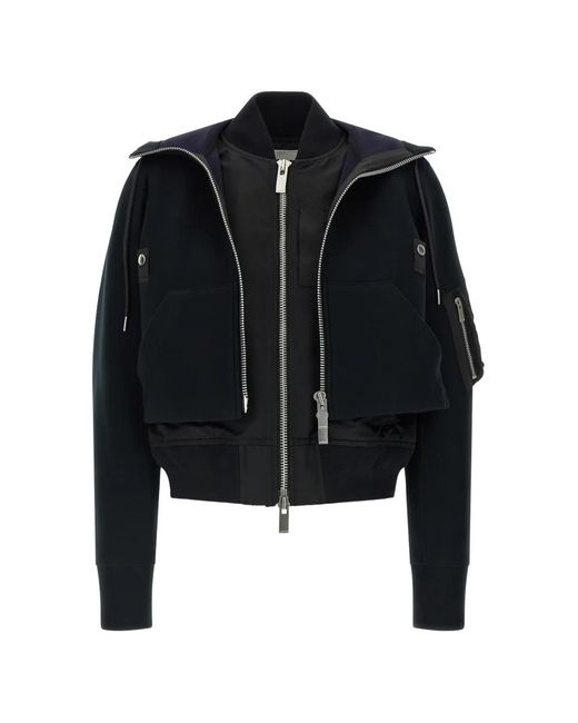 Sacai Black Sponge Double-Layer Bomber Jacket