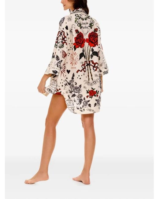 Agua Bendita White Chrissy Rose-Print Shirt