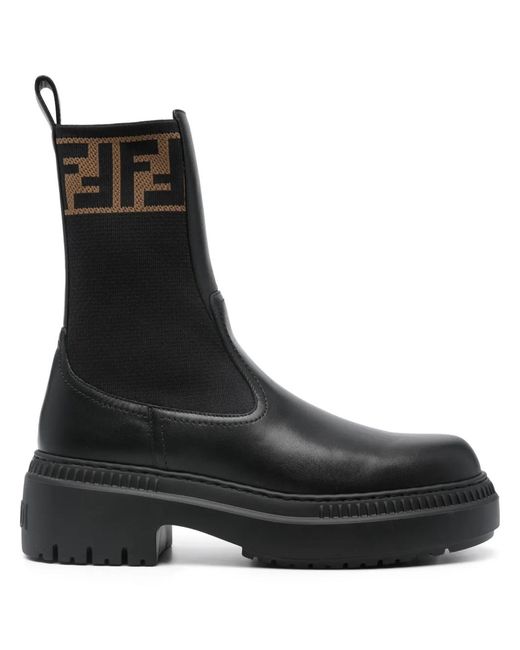 Fendi Black Logoleather Boots