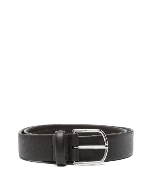 Canali Black Leather Belt for men