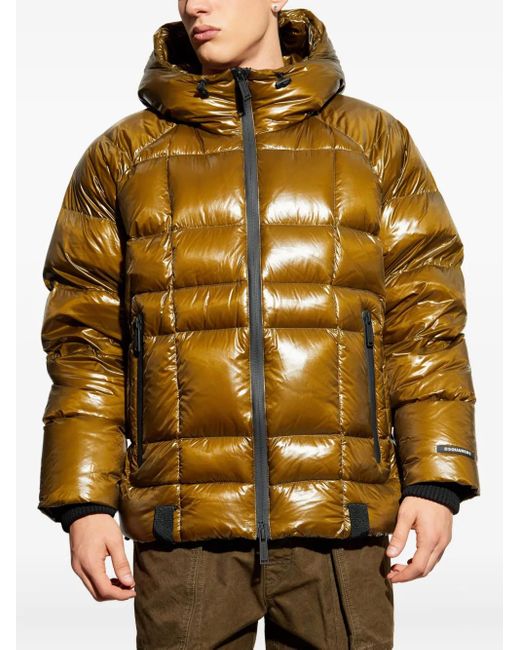 DSquared² Yellow Down Jacket With Hood for men