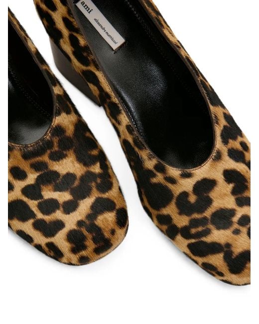 AMI Multicolor Escarpins En Cuir De Vachette Imprimés Léopard