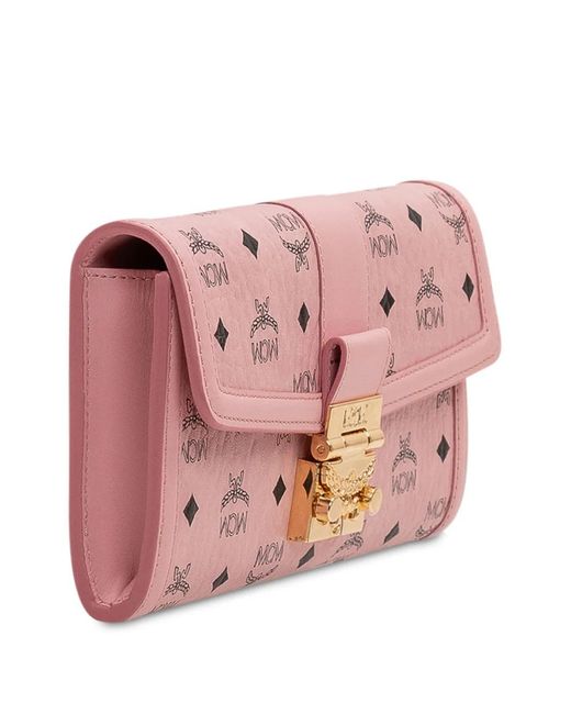 MCM Pink Tracy Monogram Clasp Wallet