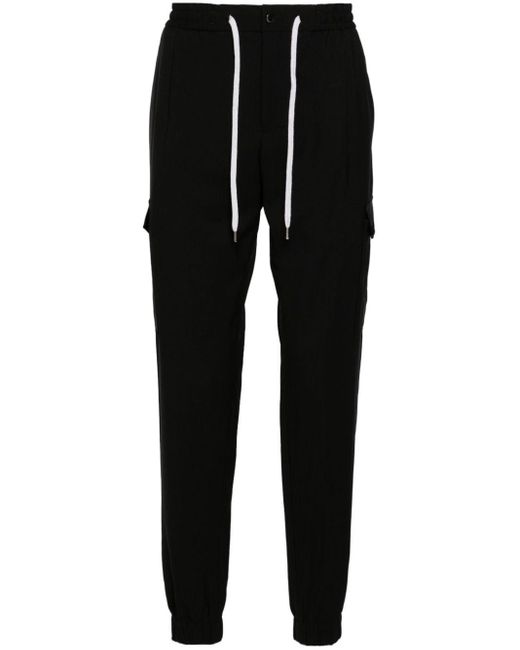 PT Torino Black Drawstring-waist Tapered-leg Trousers for men