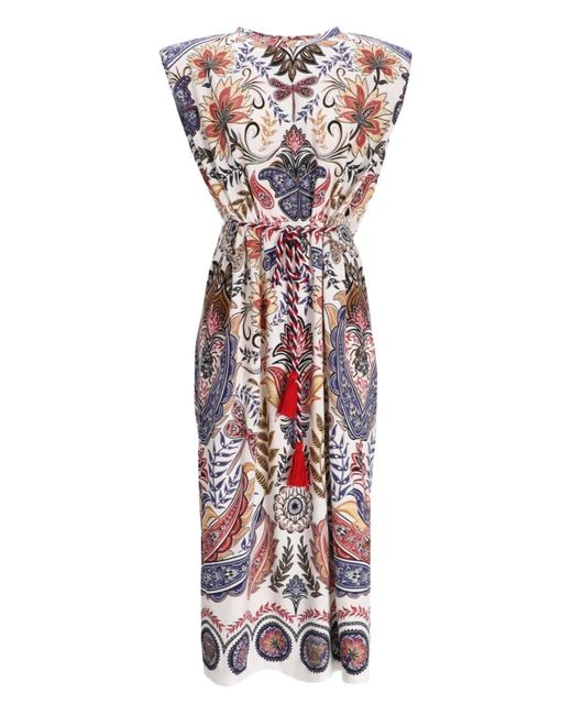 Abito Midi Boho Glam A Fiori di Farm Rio in White